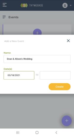 Add the event name and dates on a mobile device